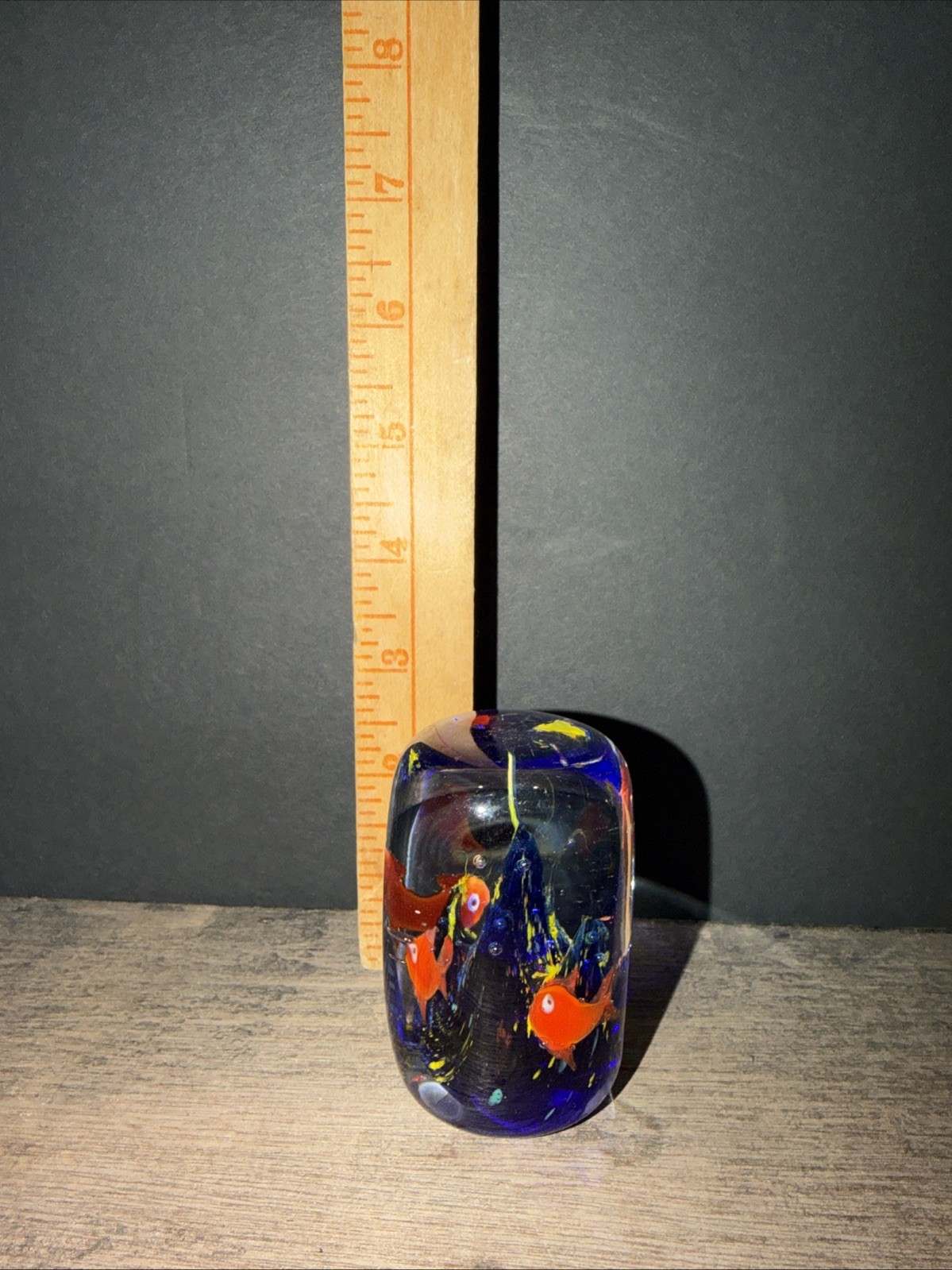 Studio Art Glass Ocean Fish & Reef Underwater Scene Paperweight