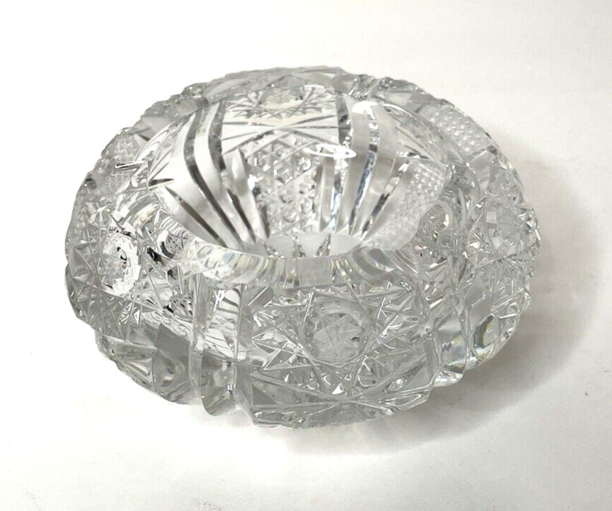 Vintage Crystal Cut Glass 6″ Ashtray Cigarette Cigar Very HEAVY ABP? Waterford?