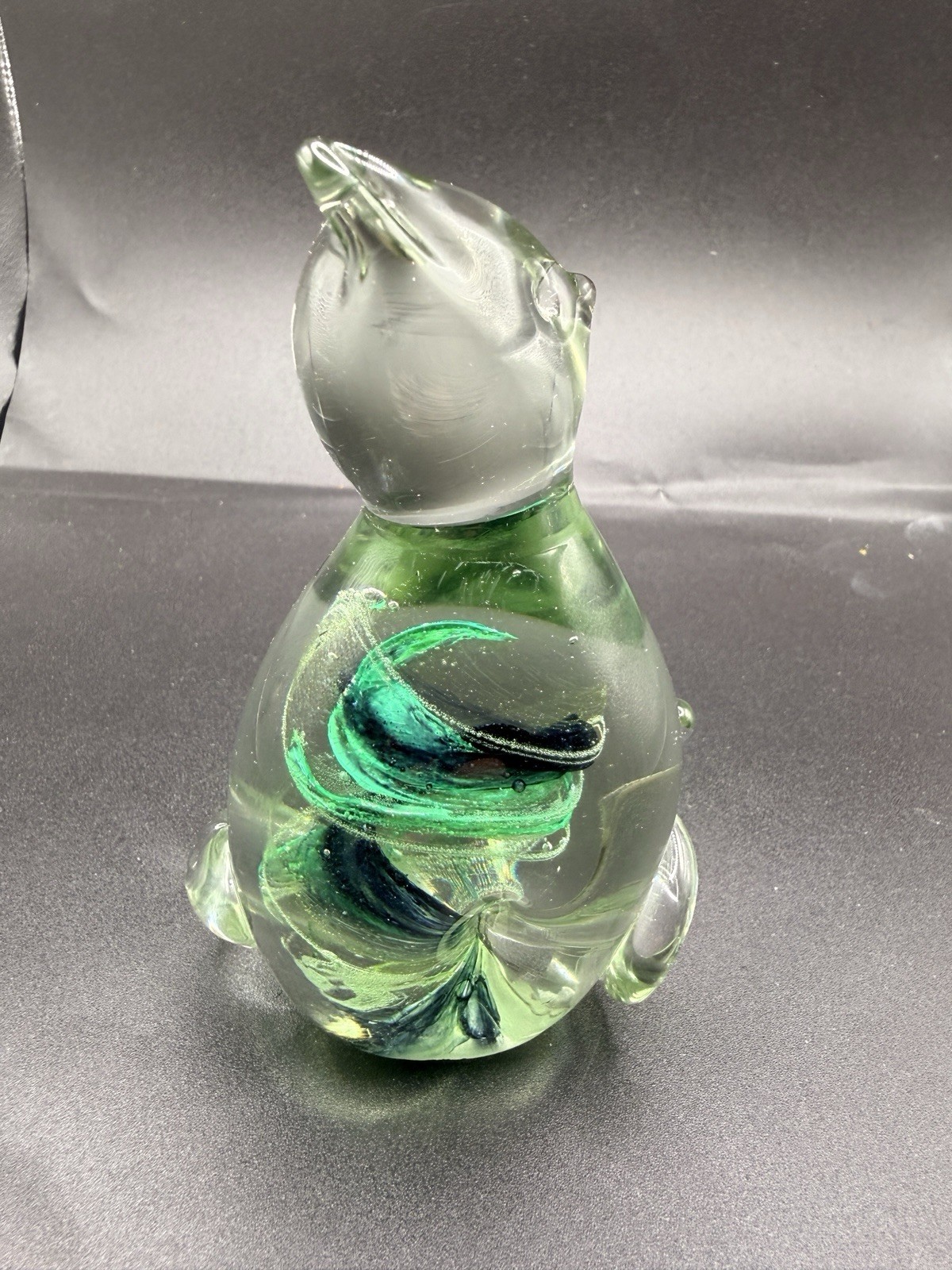 Vintage Murano Venezia Hand Blown Art Glass Cat Figurine – 5″ – Cobalt Blue