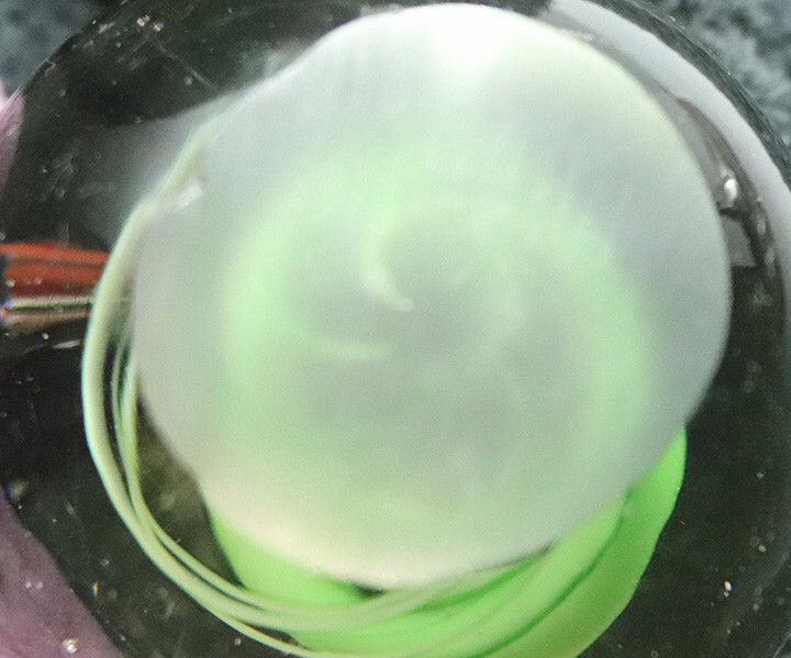 Paperweight Green Swirls, 2 Flying Birds, Bubbles 1.3 Lbs, 2.5″Tx3″W