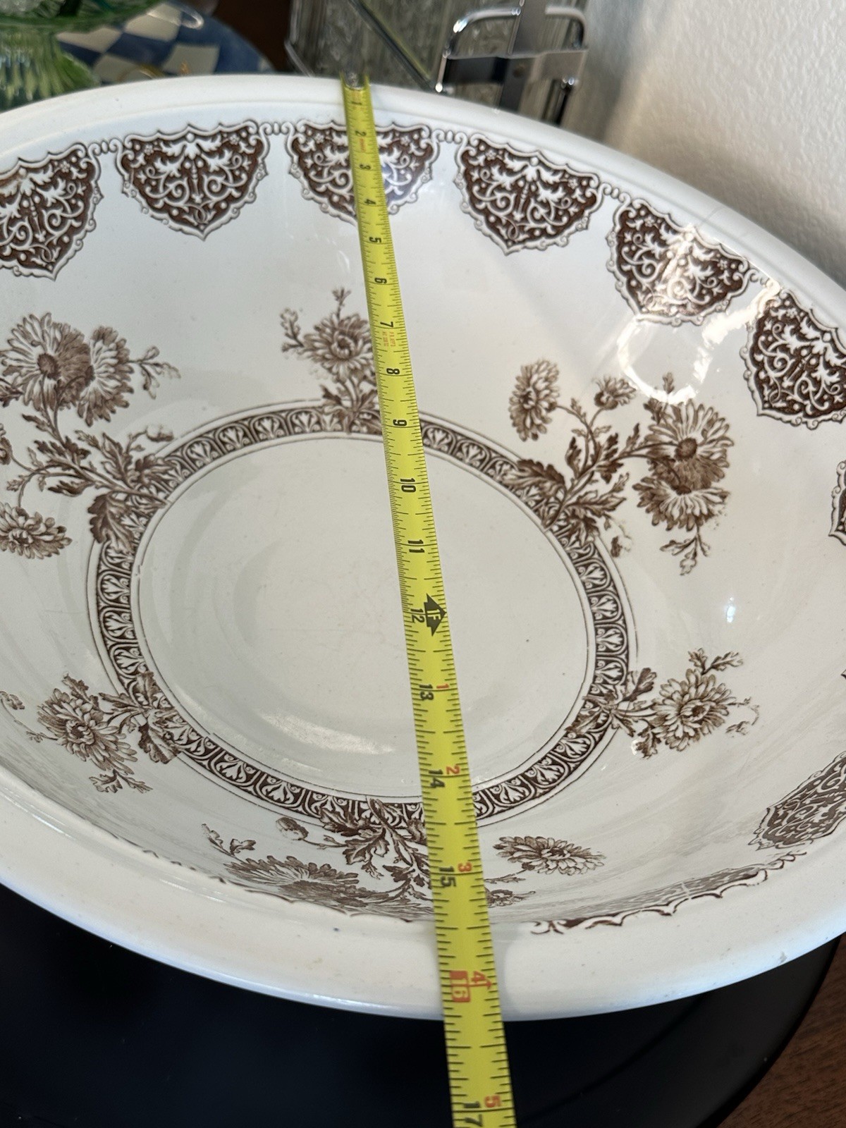 Antique Brown Transferware Wash Basin Bowl Only Emery Richmond Burslem England