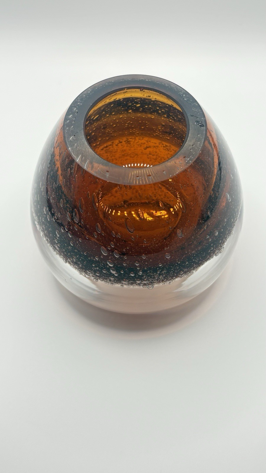 Royal Limited Poland Crystal Amber Bubble Hand Blown Votive Candle Holder