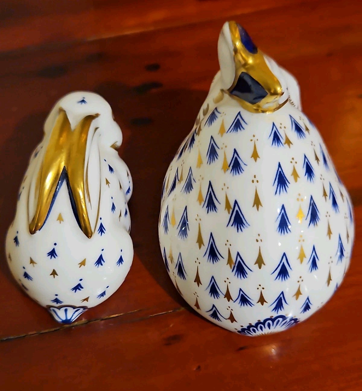 Two Royal Crown Derby Rabbit Paperweights Small & Large No Stoppers
