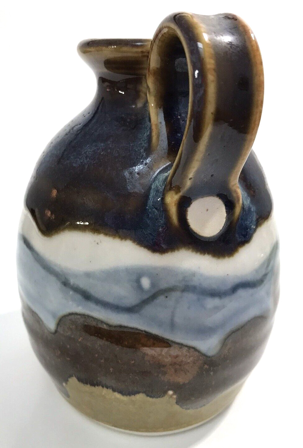 Studio Art Pottery Jug Vase 4.5 Inches Hand Crafted Signed 1985 Vintage