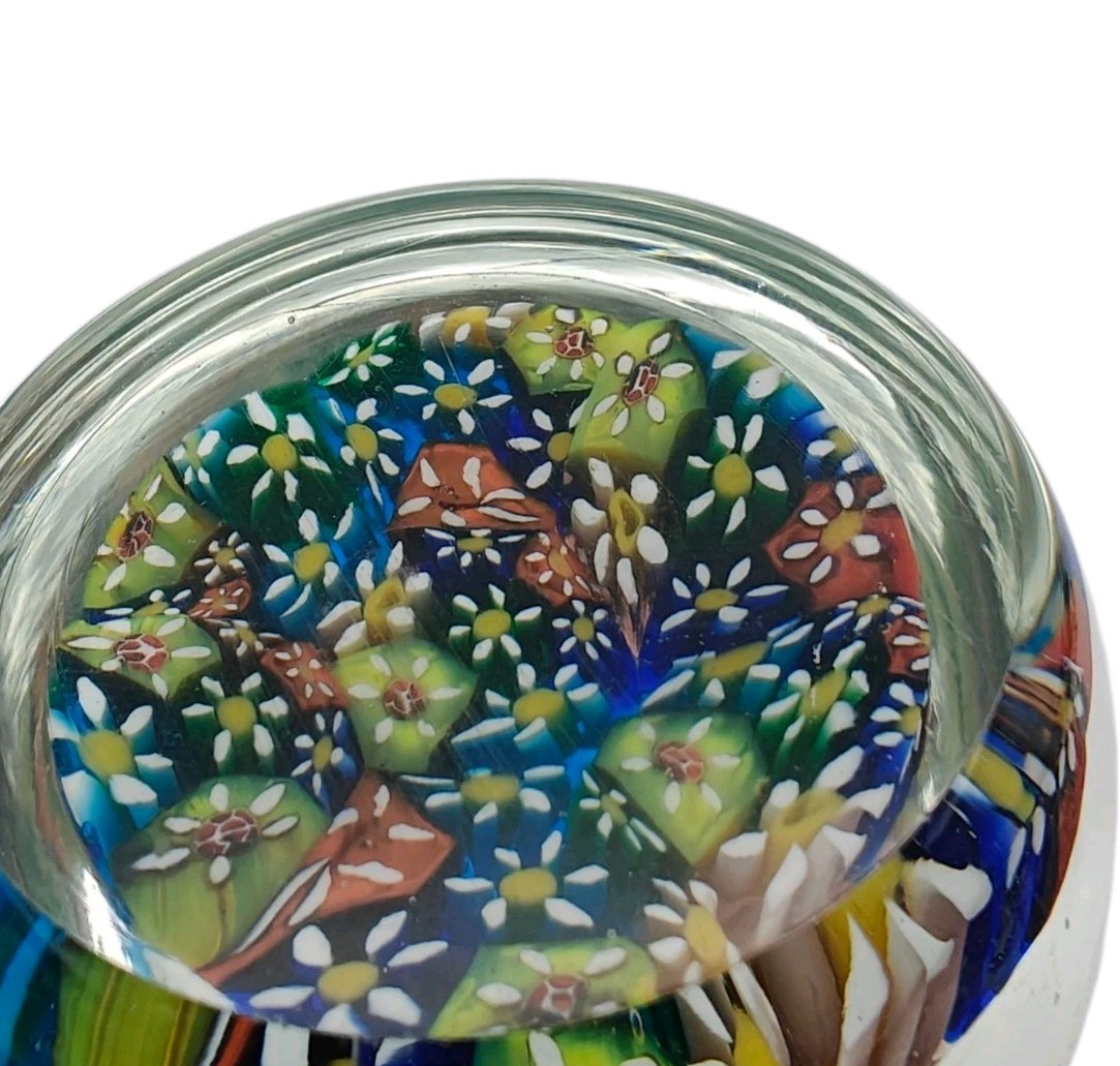 Vintage Murano Paperweight Fratelli Toso Millefiori Italy Venetian Glass