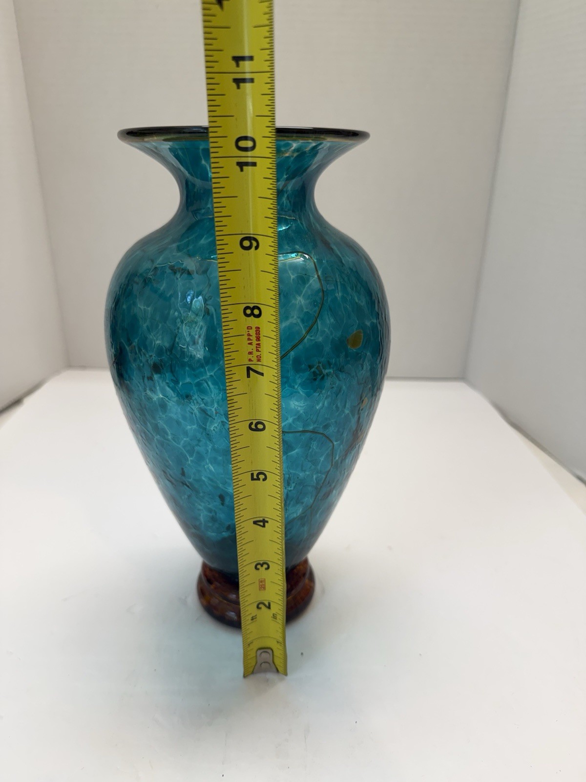 Studio Art Glass Opal art Glass Evergreen Classic Vase Hand-blown turquoise 10”