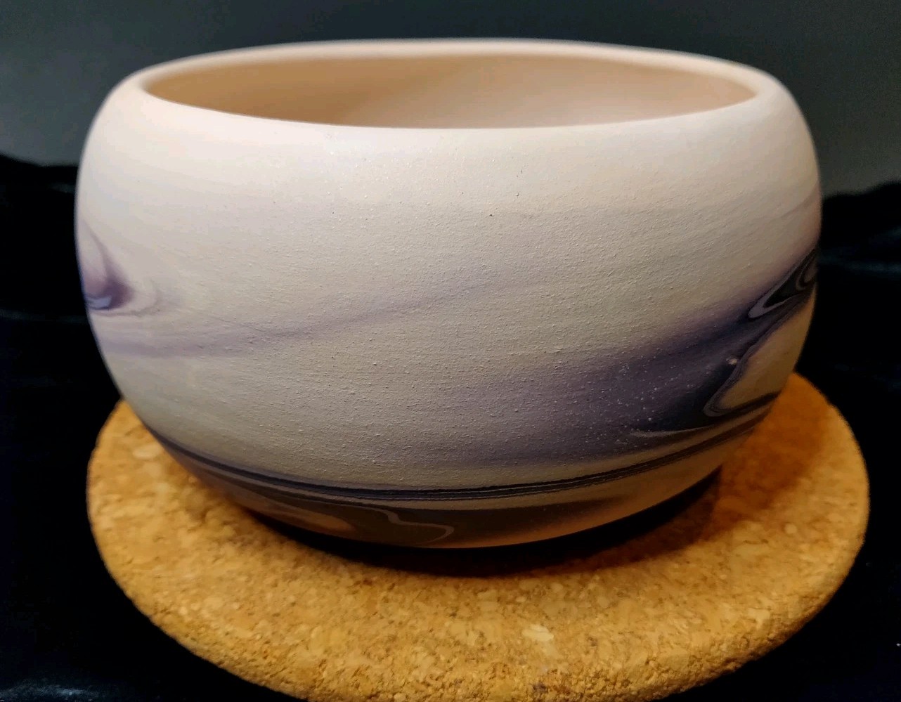 Vintage American Creations Purple Hand-painted Made In The USA Pottery Bowl 6 In
