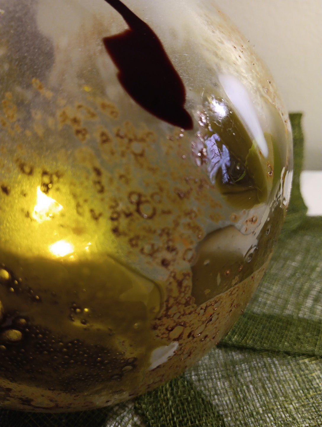 Vintage Handblown Infused Art Glass Orb Vase Or Led Light Globe. Signed.