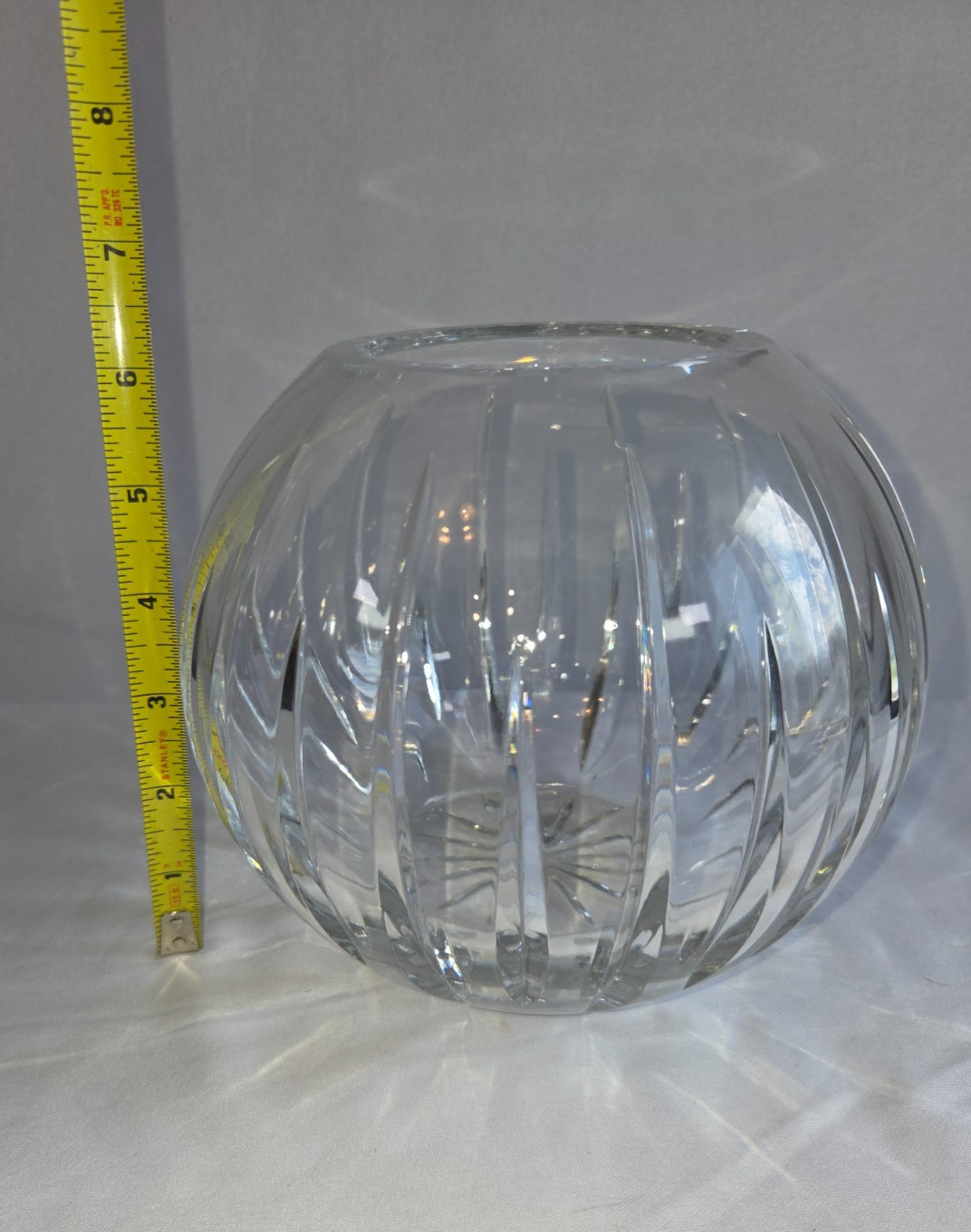 Vintage Crystal Clear Cut Crystal Round Rose Bowl Vase 6-1/2″ Tall