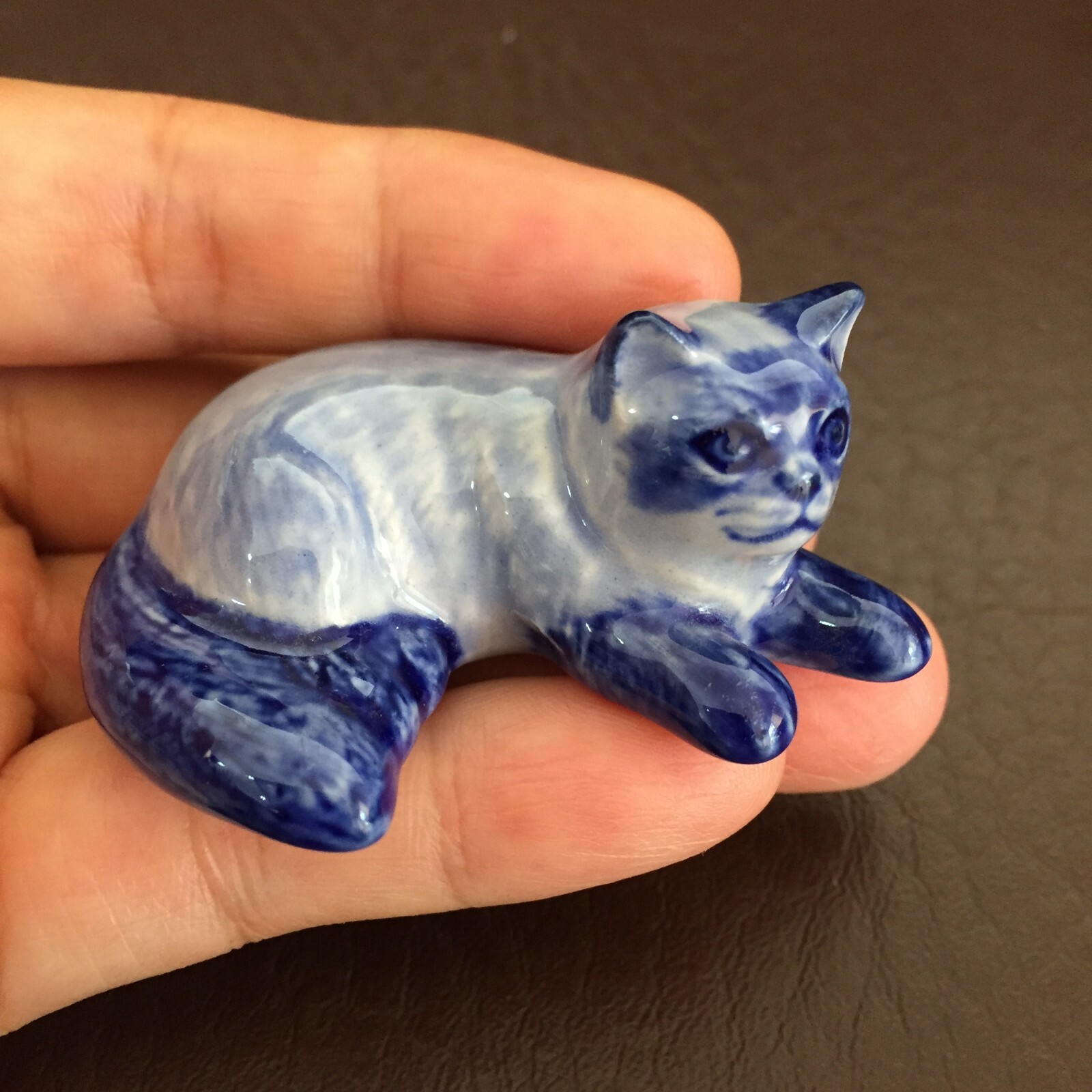 persian cat delft blue ceramic porcelain 1pc miniature other variation figurine