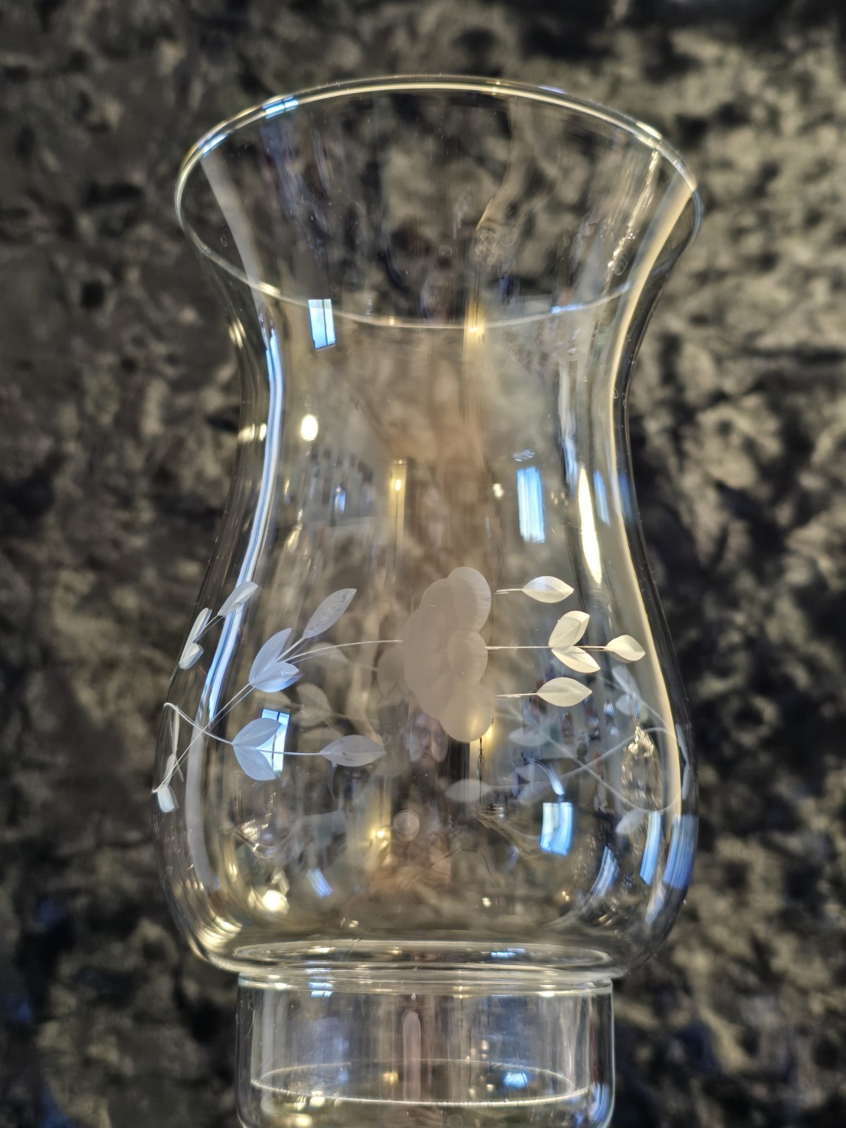 Vtg Princess House HERITAGE Etched Cystal 12″ Stemmed Hurricane Candle Holder