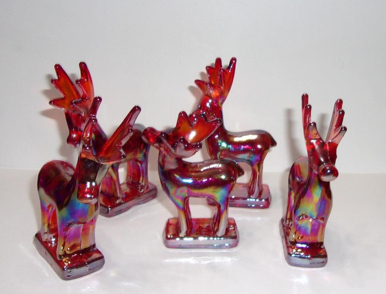 Mosser Glass Red Carnival Mini Christmas Reindeer Deer Figurine Made In USA!
