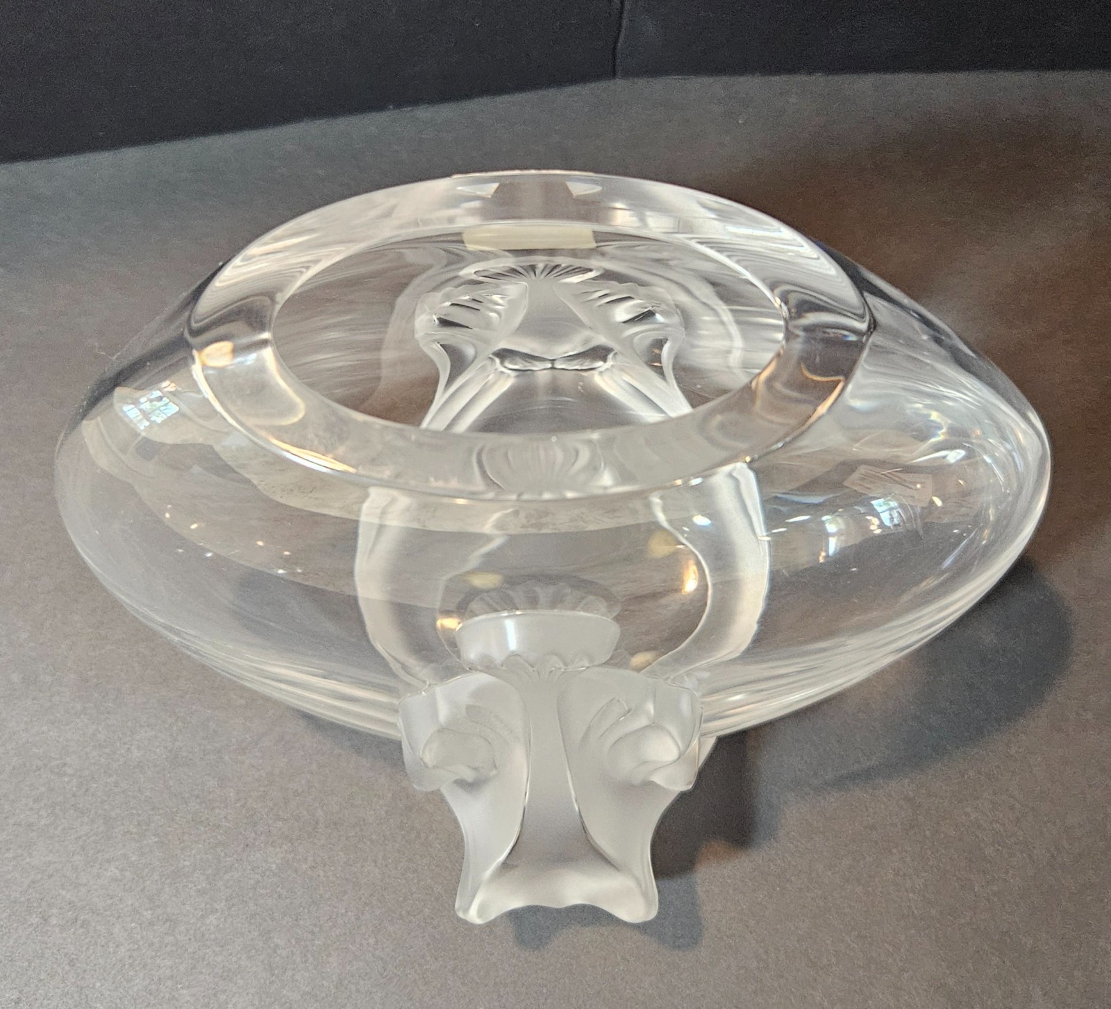 Lalique “Garance” Abstract Aquatic Vase in Polished & Frosted Crystal France