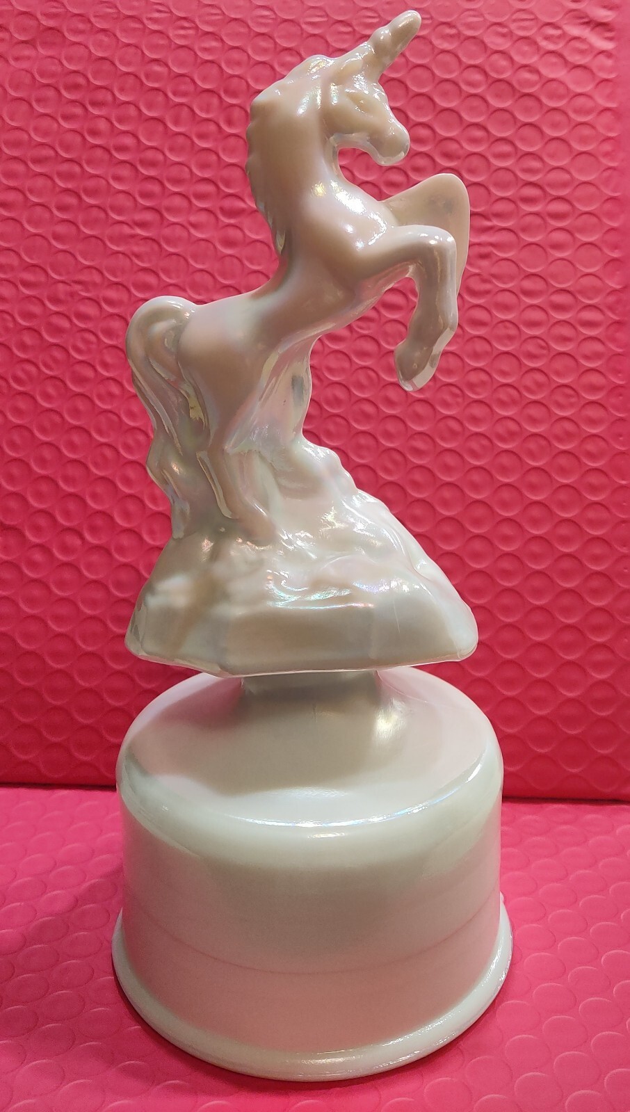 Brand New Mosser Made Milk Glass Carnival Unicorn on the Fount From Fenton Mould