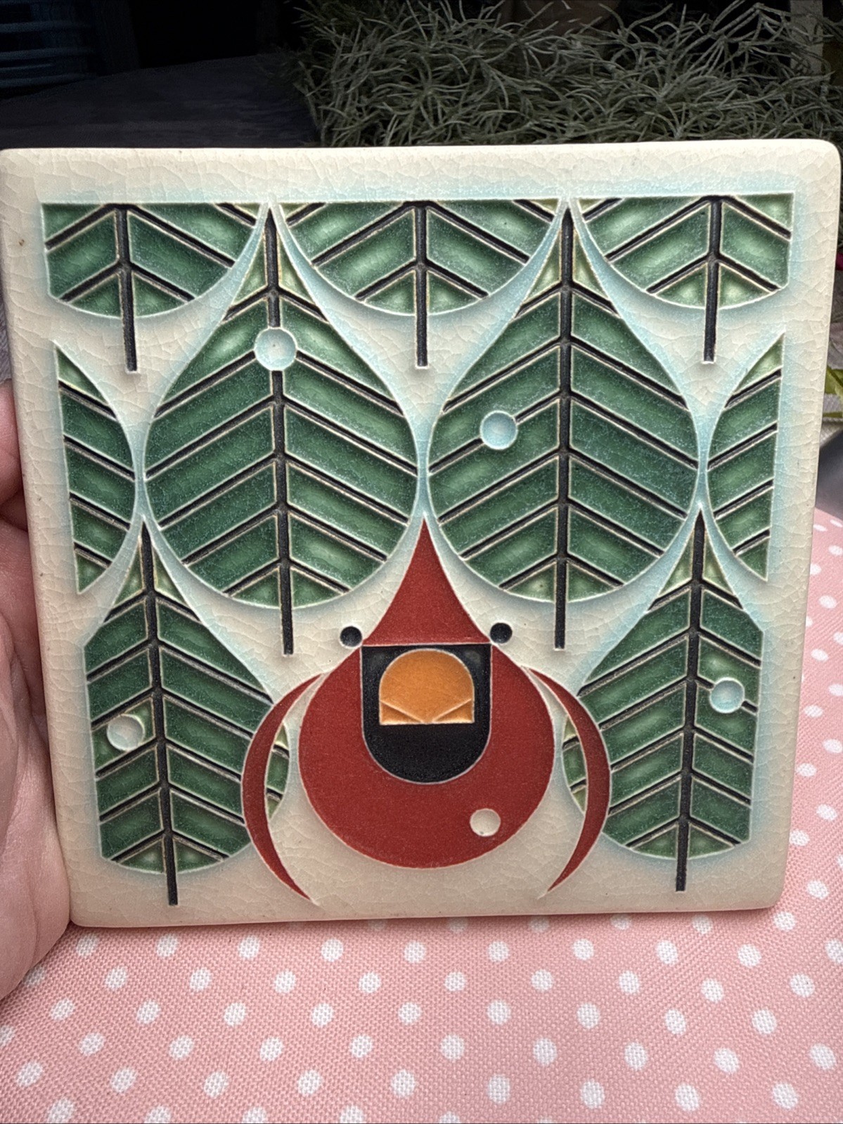 Motawi Tileworks 6” X 6” Coniferous Cardinal