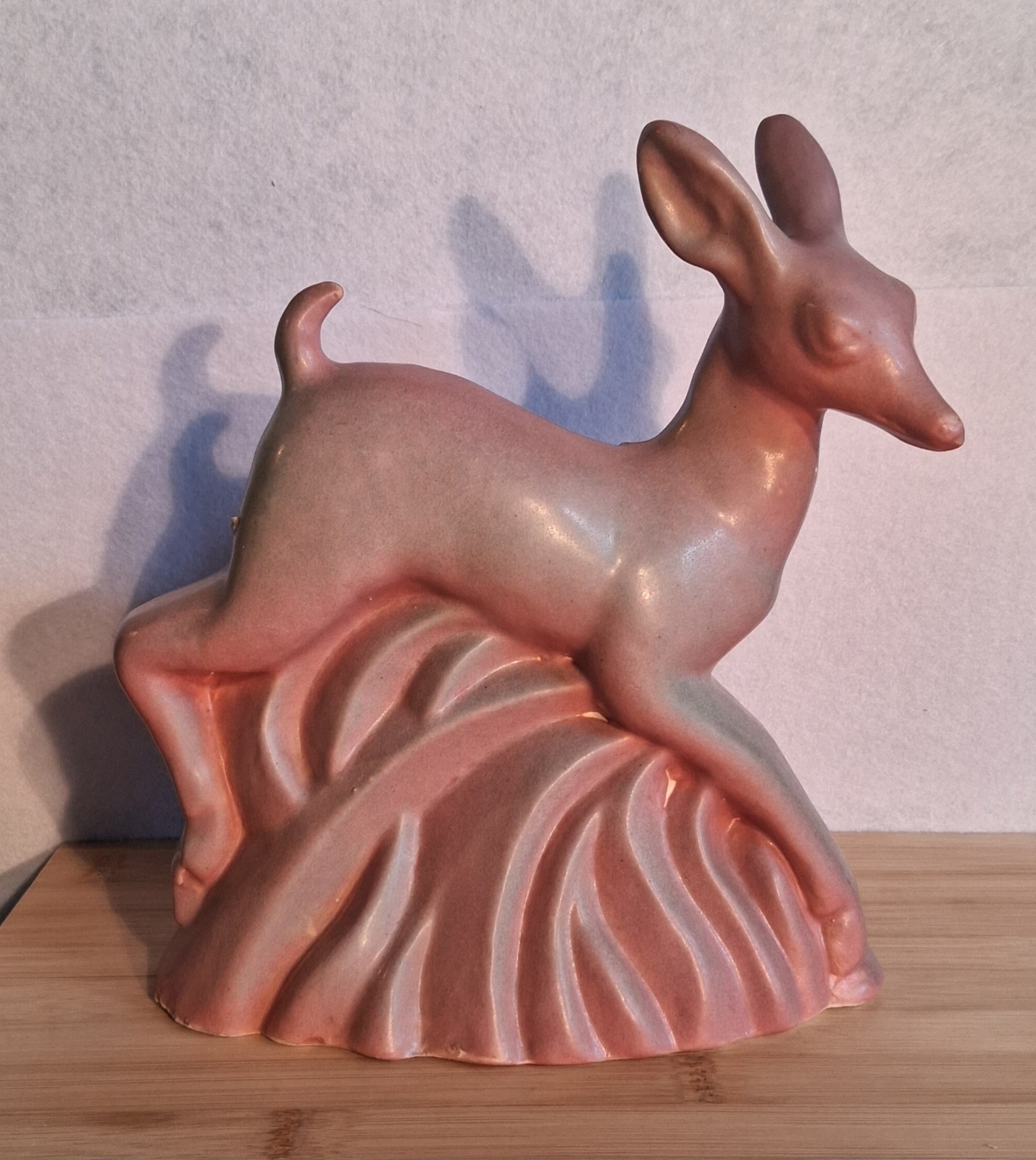 Vintage Niloak Pottery Pink/Mauve Jumping Deer Planter