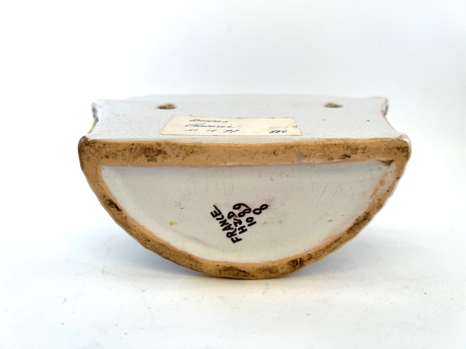 Desvres Earthenware Applique Bouquet Box – Floral Decor & Lion Handles – 19th…