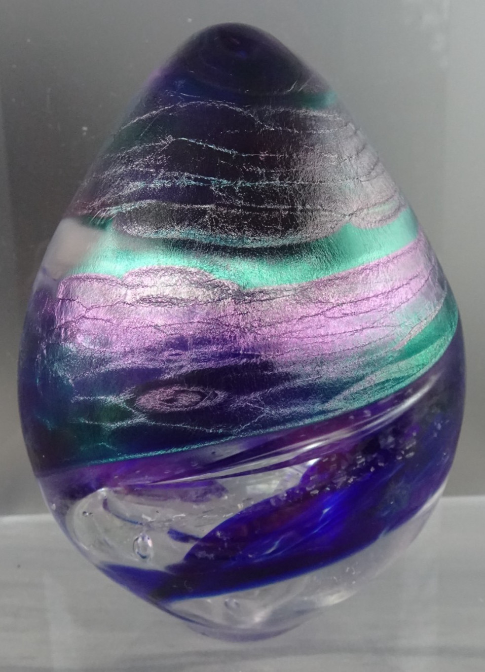 Large Signed Jeff Price Aurene Iridescent Swirl Studio Art Glass Paperweight
