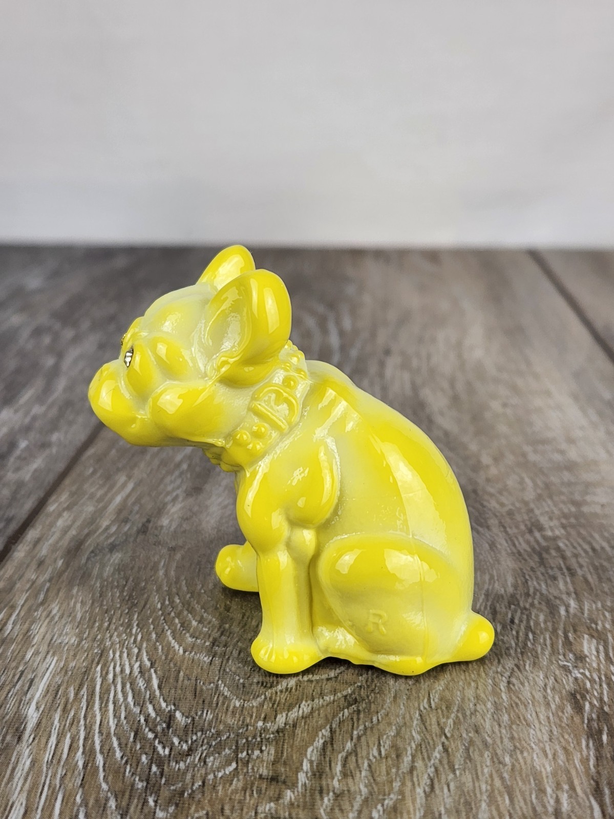 Dandelion Yellow Glass French Bulldog Figurine Paperweight – Glows!