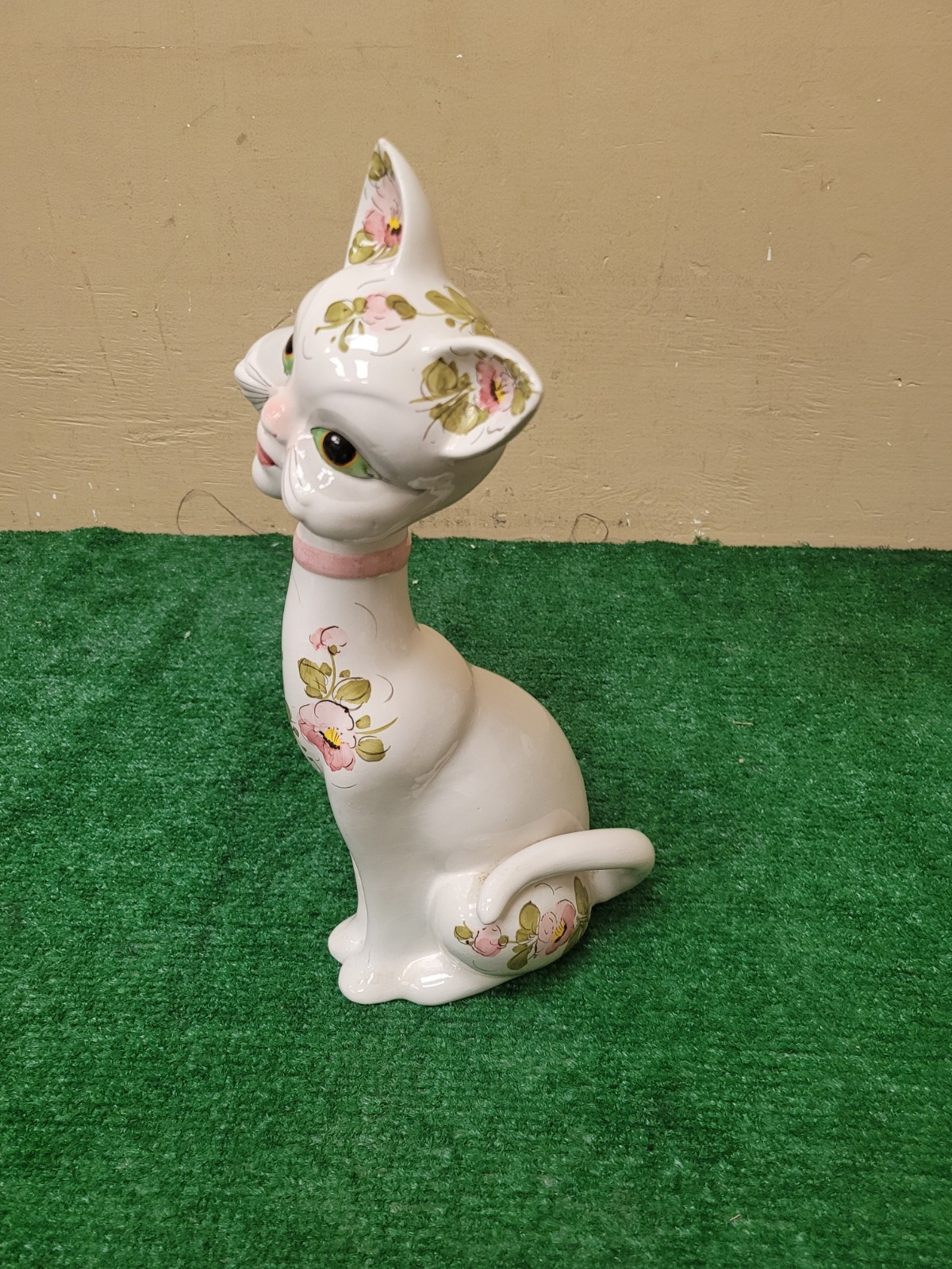 Italian Pottery MCM Long Neck Cat Made In Italy 15″ Tall (BFEB-05-110)