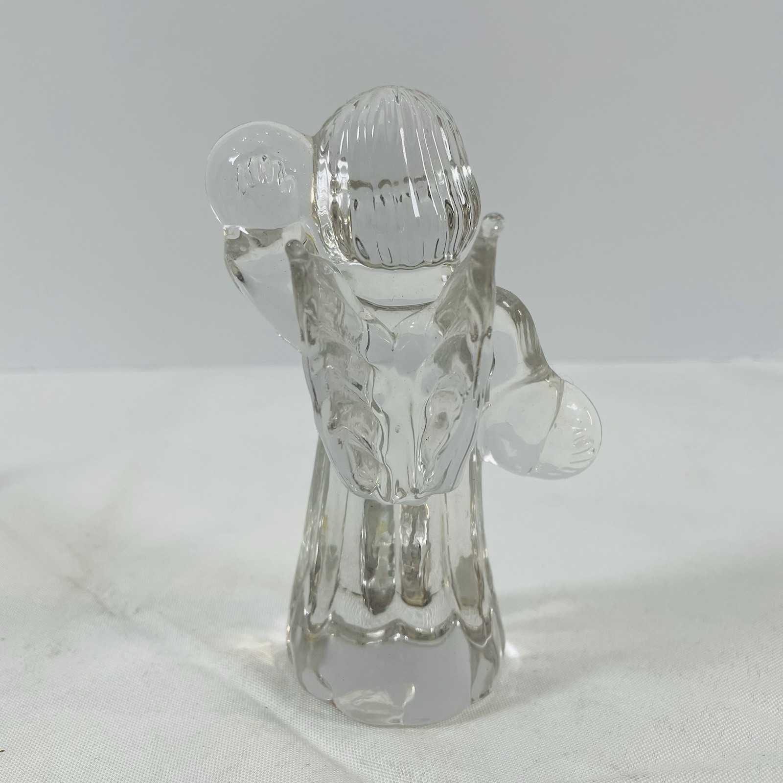 Mikasa crystal glass angel figurine playing harp violin man cherub 3PC