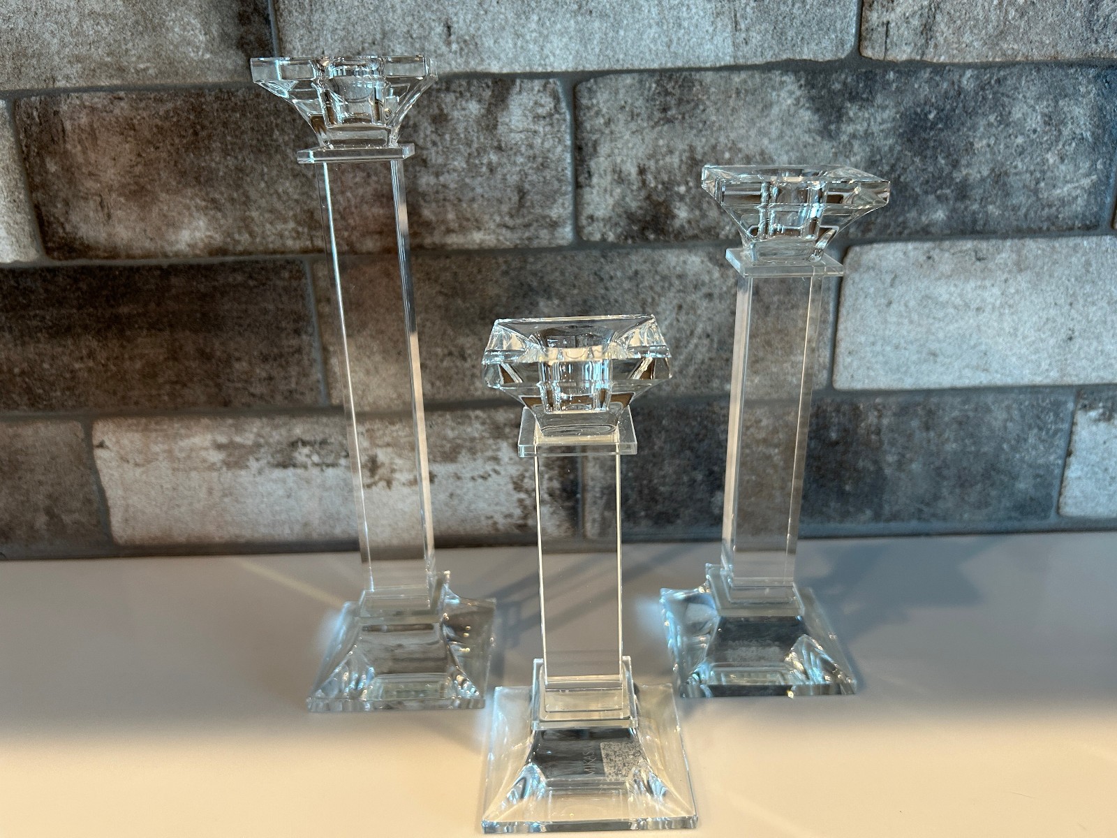 Mikasa Classic Tapered Glass Candlesticks Set of 3 NWT