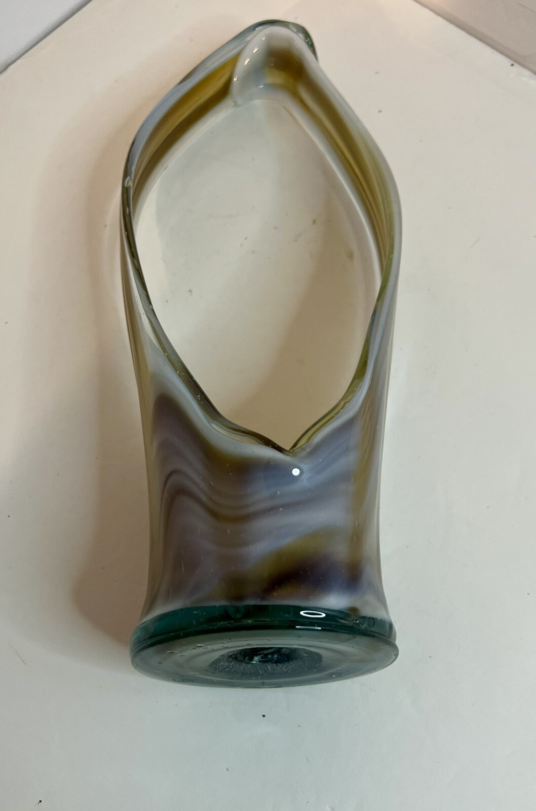 Blown Glass Multi-Colored Art Glass Decorative Vintage Basket – 12”
