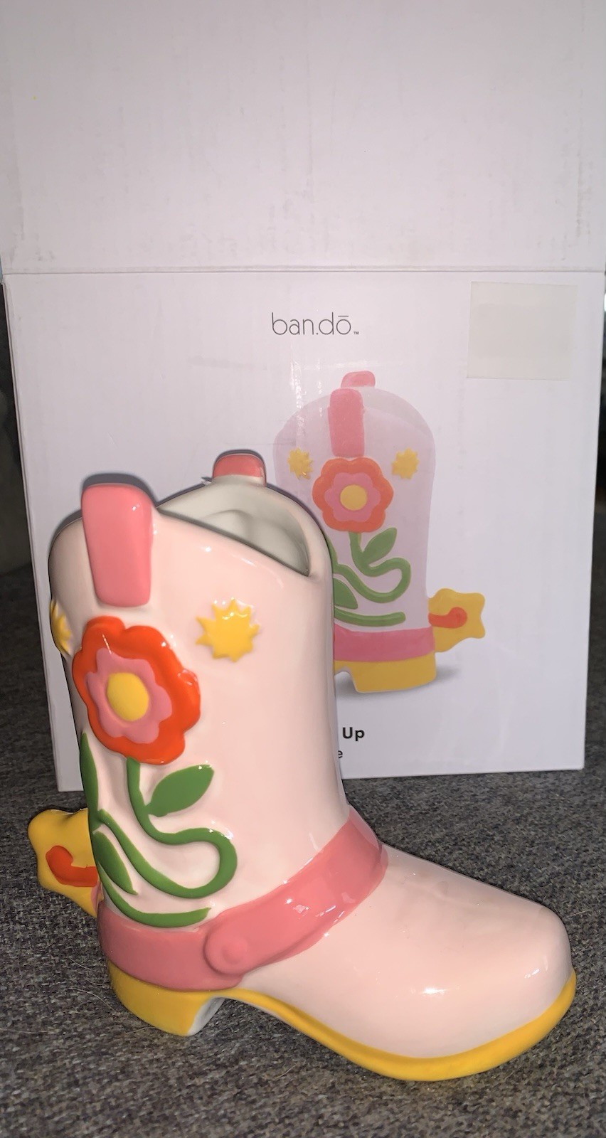Ban.do. Giddy Up 6 In. X 5.5 In. Ceramic Vase Glossy Boot Shaped New In Box