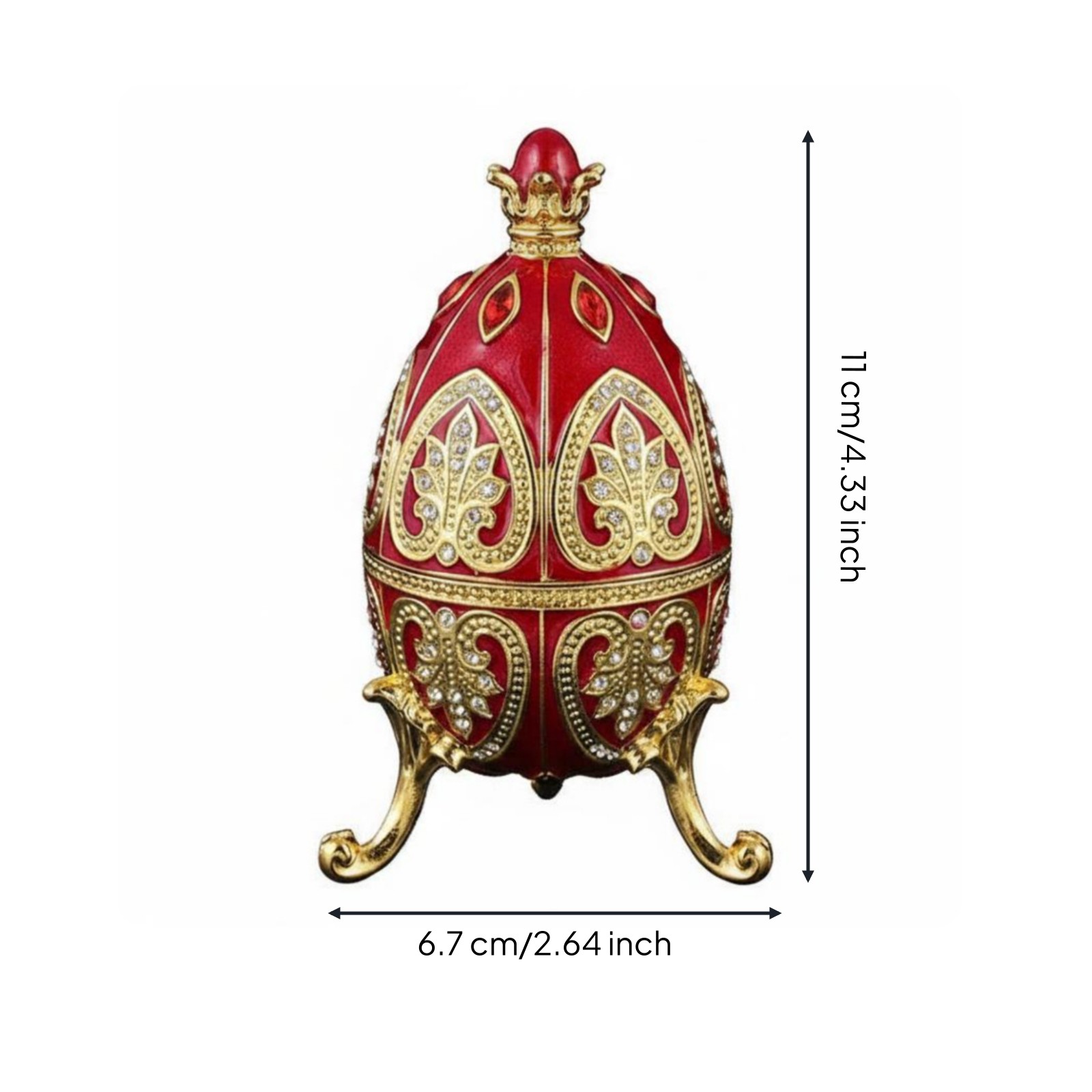 Jeweled Enamel Oval Jewelry Box-Shaped Container Faceted Stone Jeweled Oval