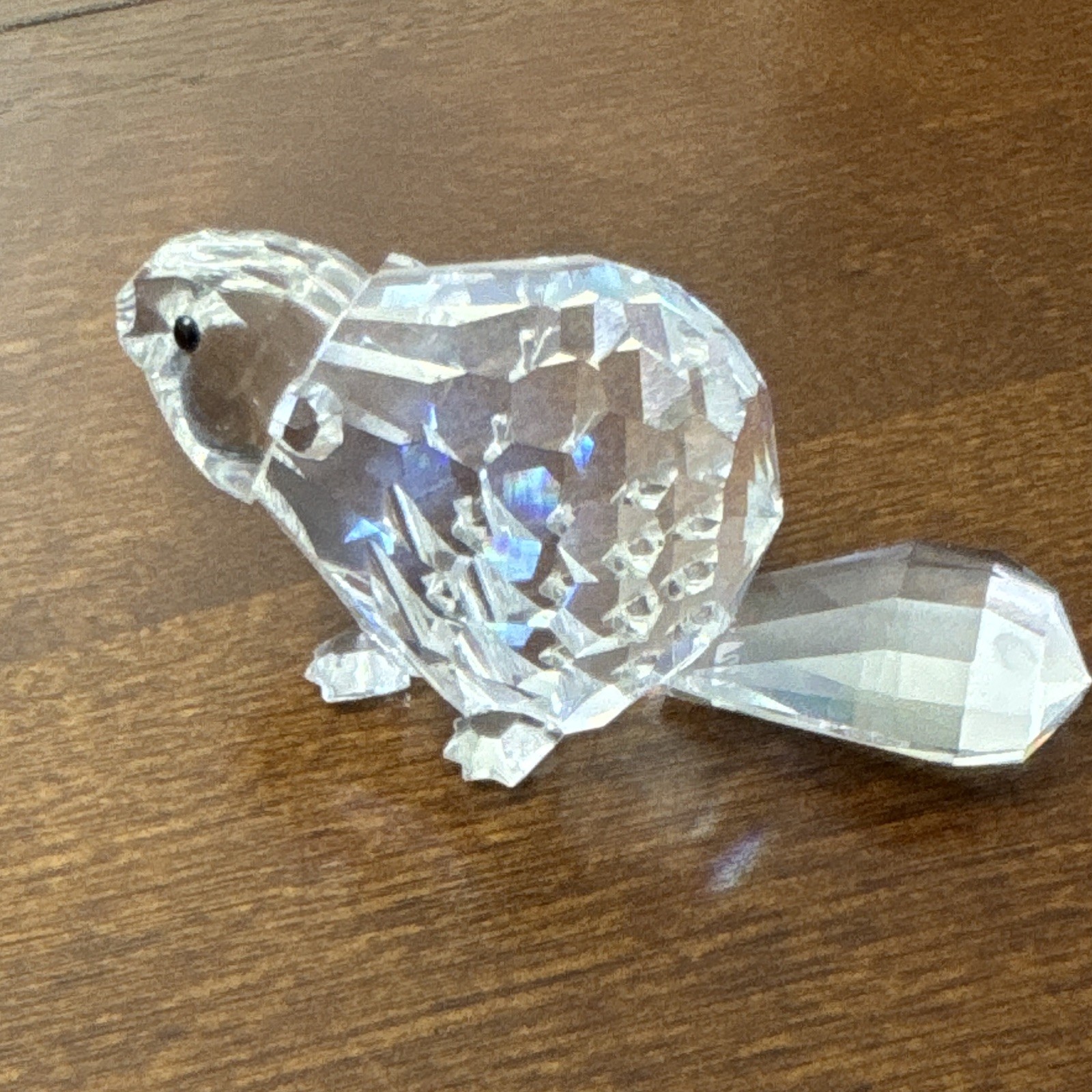 Faceted Clear Crystal Beaver Figurine Animal Theme Decorative Collectible