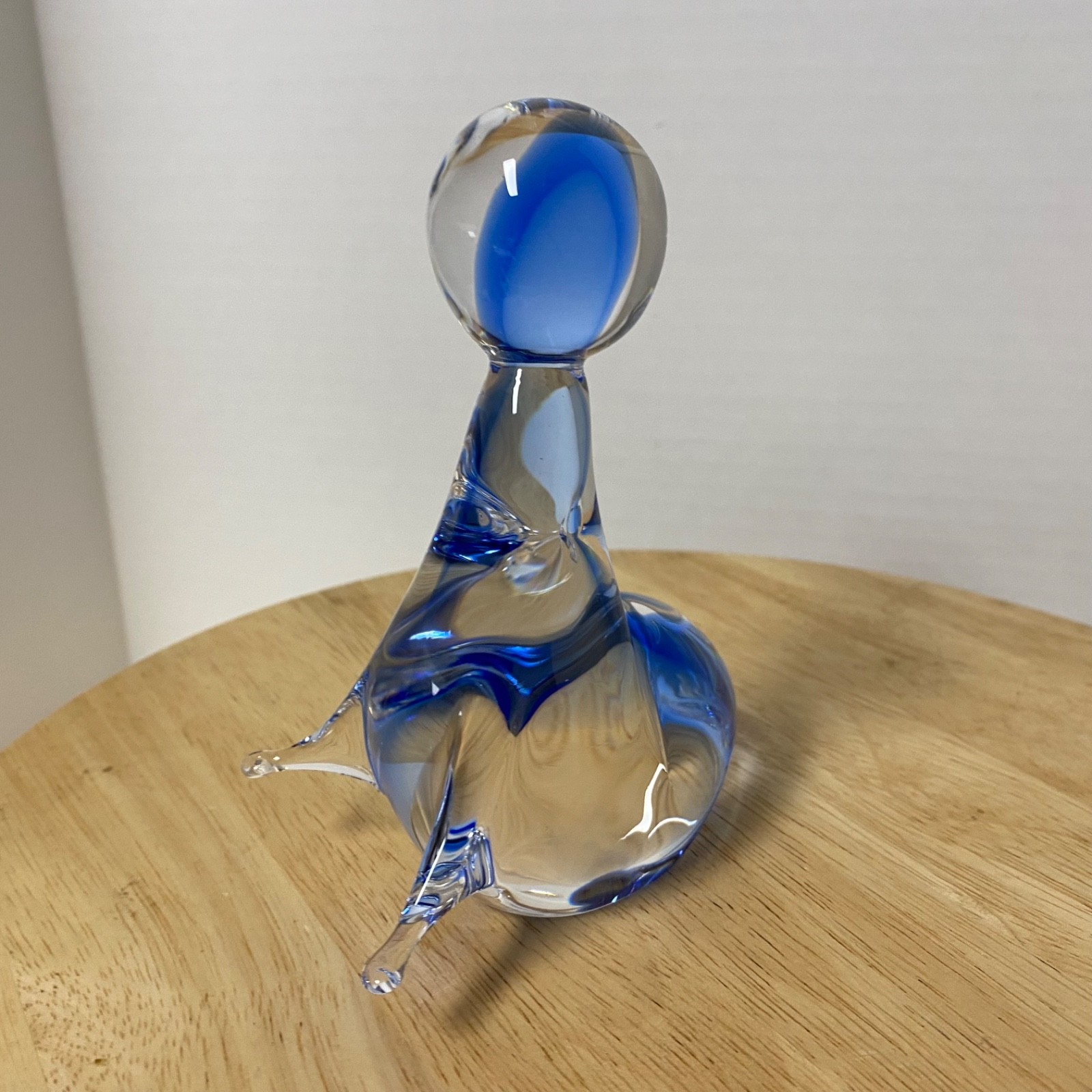 V. NASON & C. MURANO Italy Blue & Clear Hand Blown Glass Seal 5″ Gorgeous!