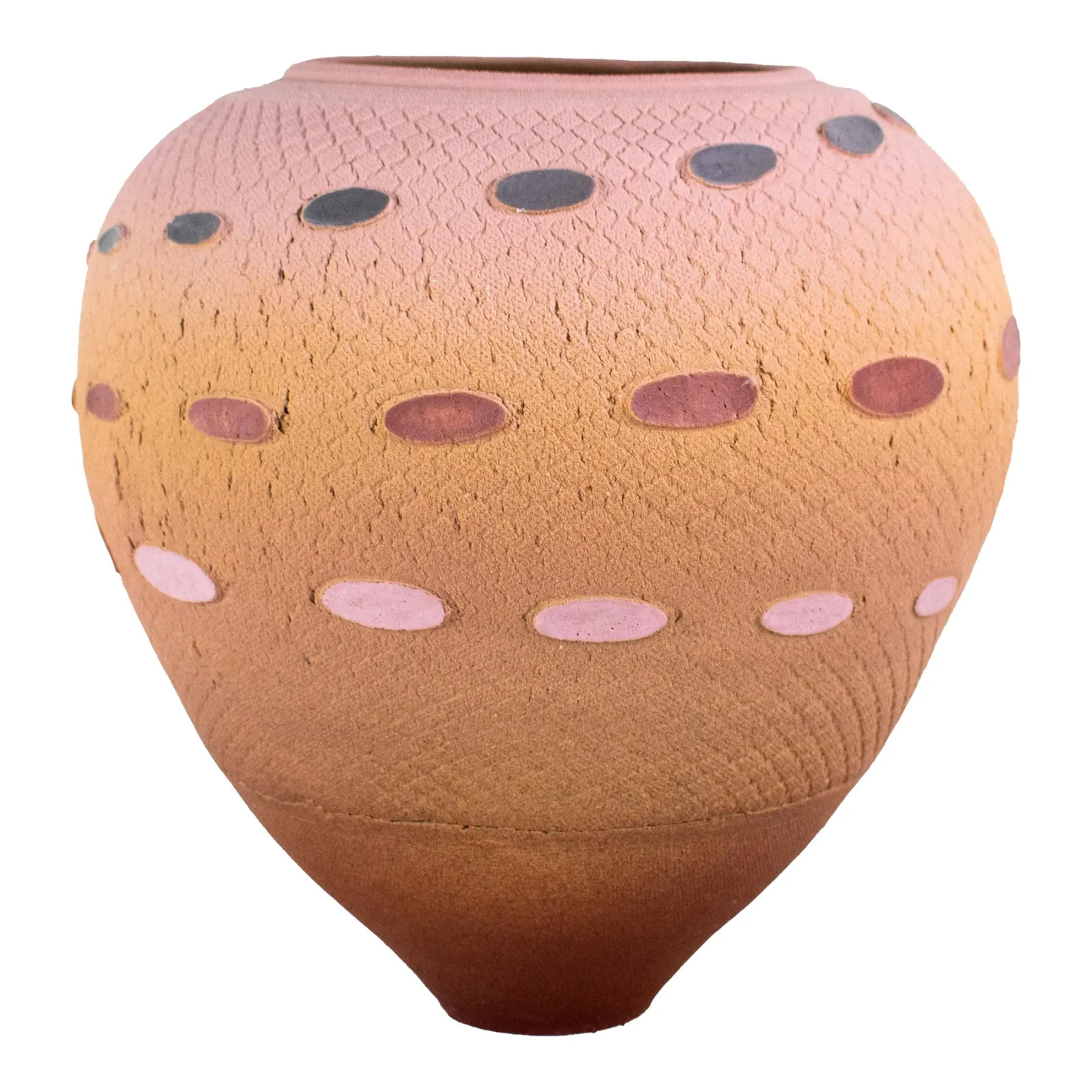 Listed Artist Jamie Fine Mid-Century Modern-Style Textured Terracotta Ovoid Vase