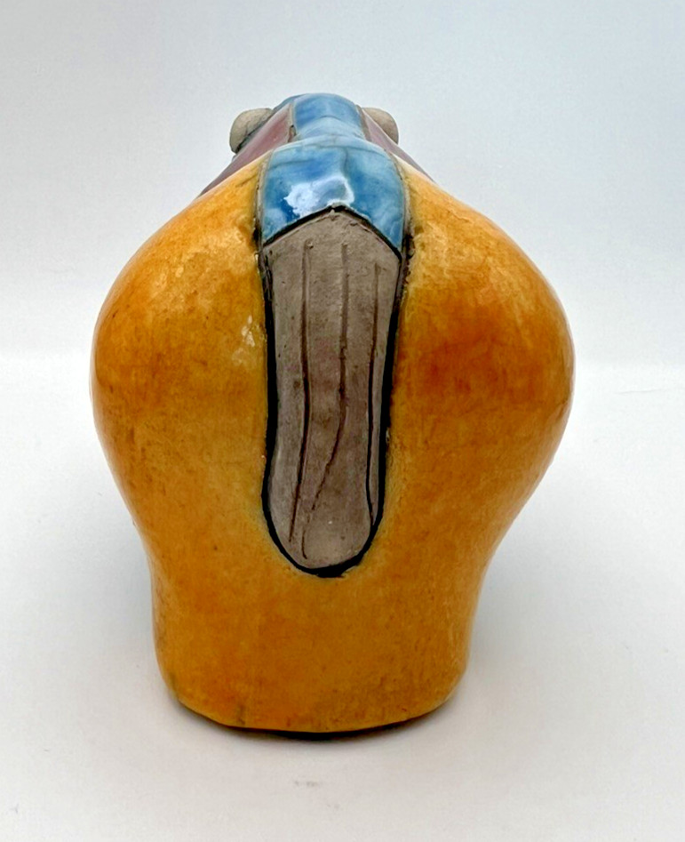 Raku Rhinoceros Figurine, Fenix Pottery, South Africa, Vintage, Handmade