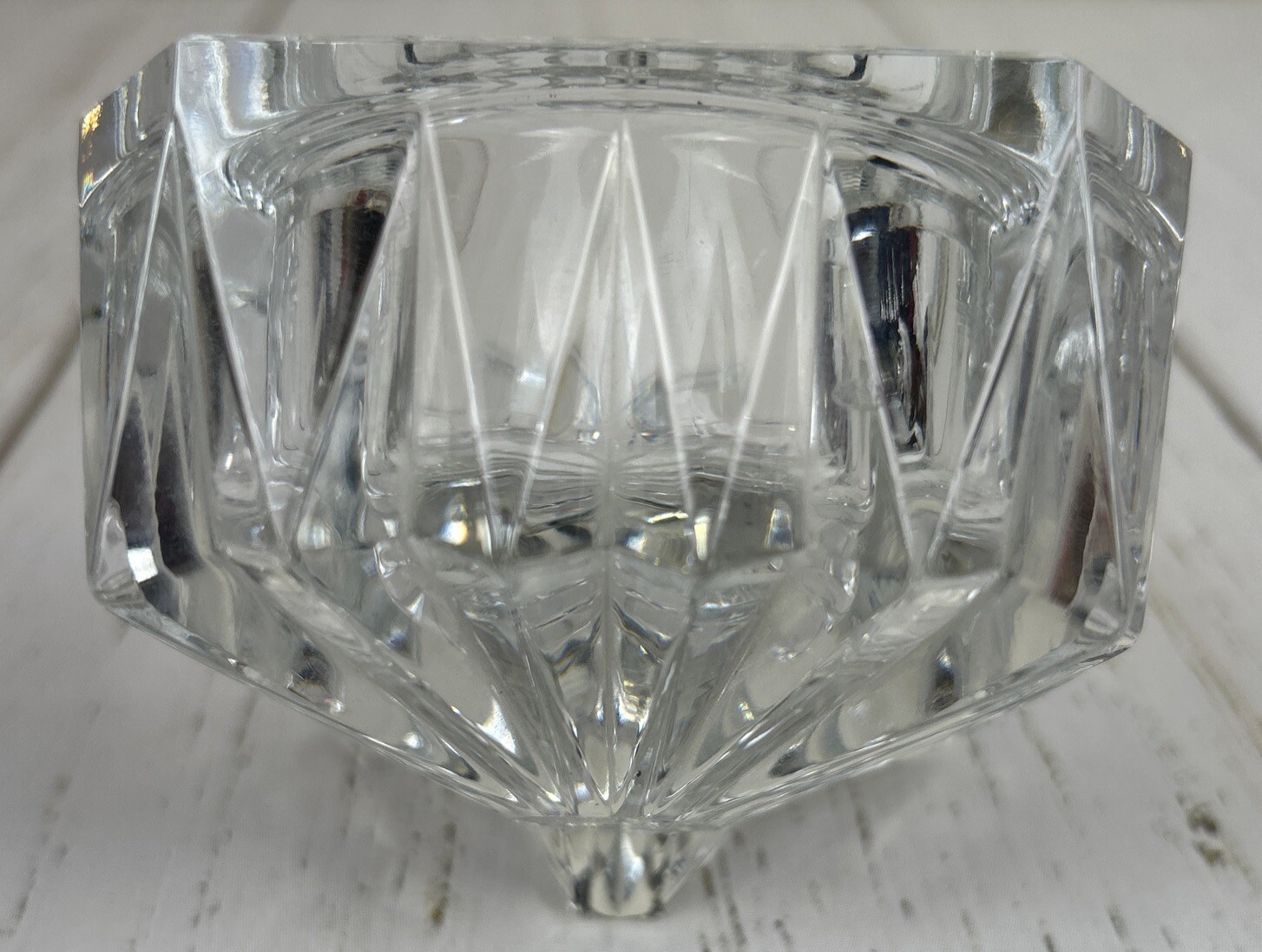 Vintage Mikasa Austria Lead Crystal Angled Candle Holder 3.5”