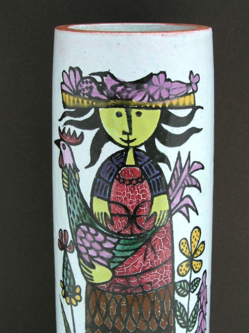 Vintage 1950’s Gustavsberg Pottery Stig Lindberg KARNEVAL 8-1/4″ Vase