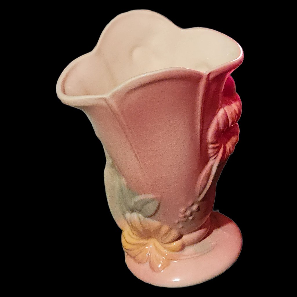 Vintage Hull Art Pottery Sun-Glo Flamingo Heron Vase 85 Hibiscus 1949 PRISTINE