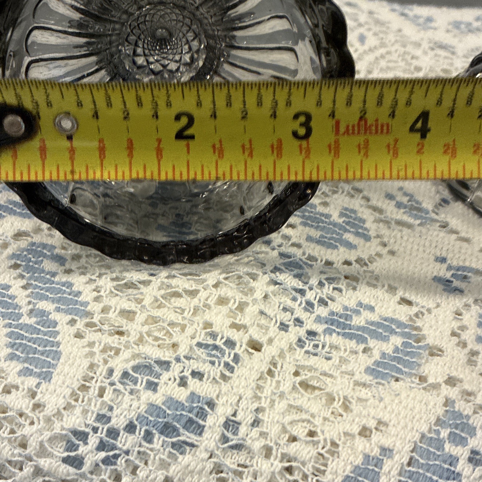 Unmarked Pair Smoke Gray Pressed Glass Candlestick Holders, 6 1/4 in Length