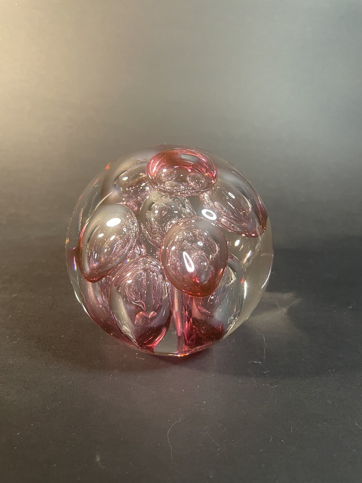 Langham Glass Pink Bubbles Paperweight by Paul Miller- Scratch