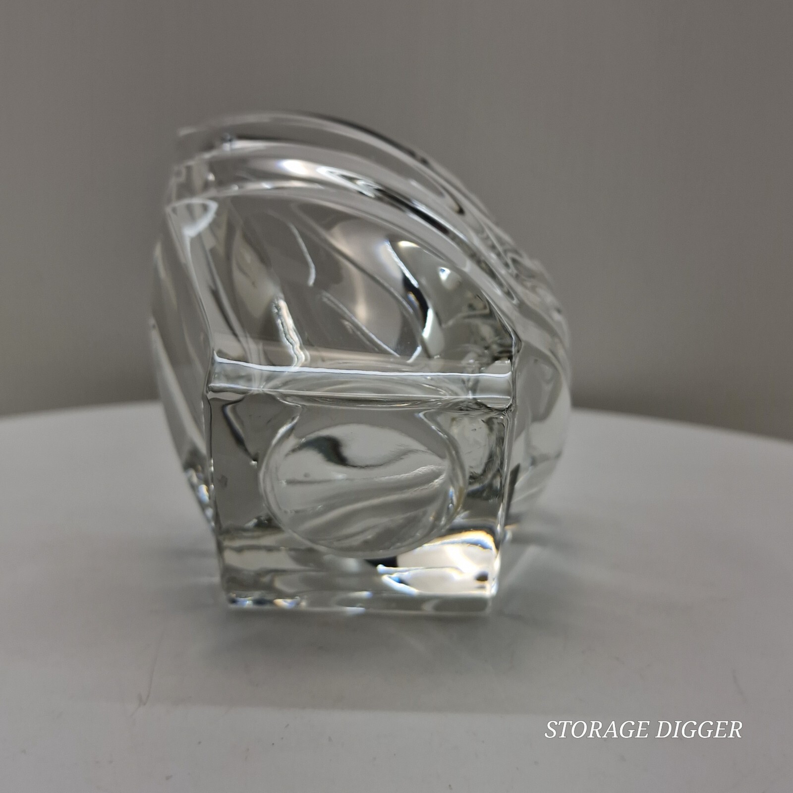 Vintage Mikasa Deco Crystal Glass Votive Tealight V-Shape Candle Holder 4.75 in