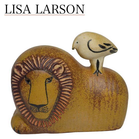 MINT Item! Lisa Larson Gustavsberg “Lion with Bird” Small Pottery Figurine