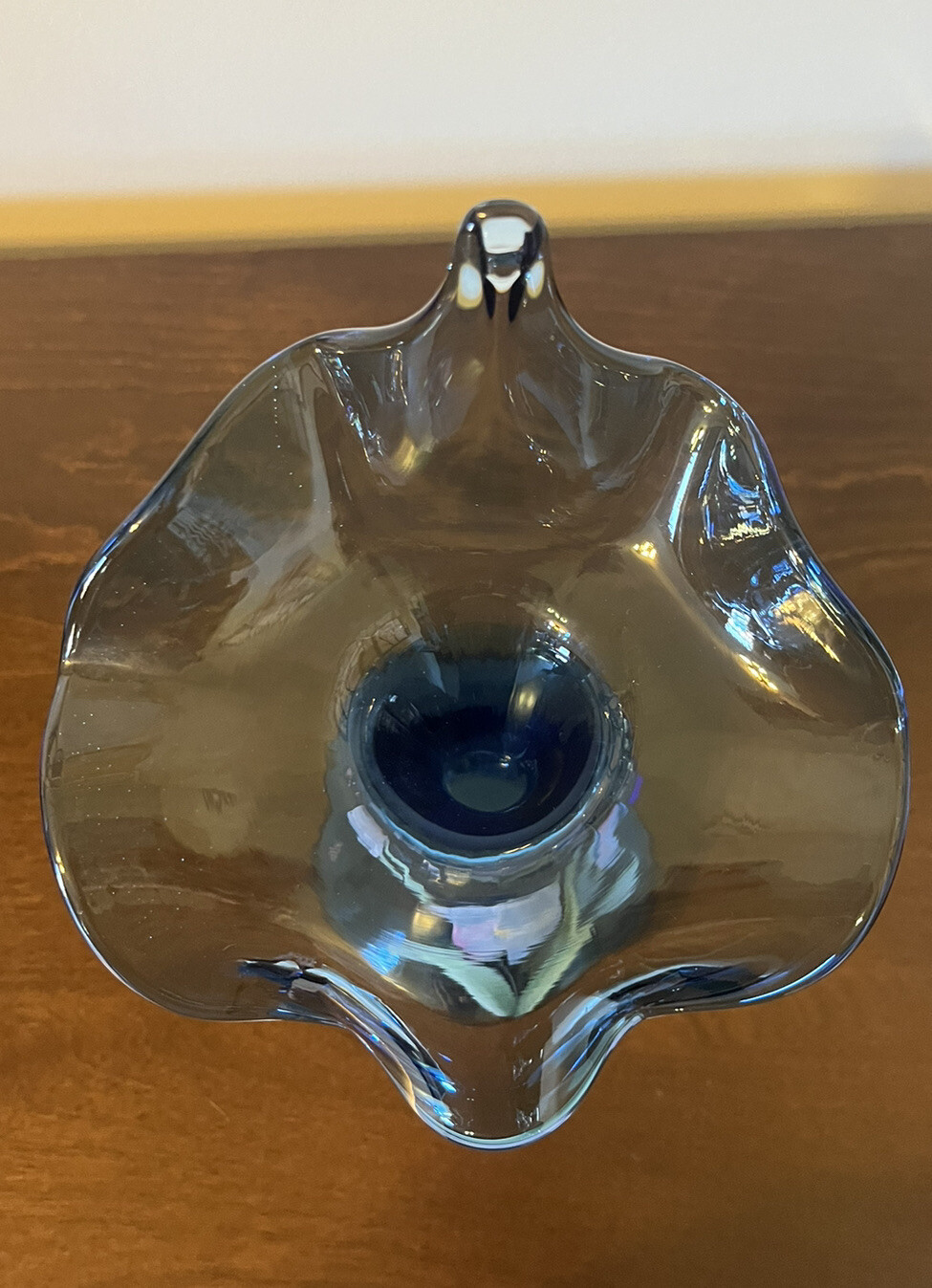 1992 Fenton Twilight Tulips 10” Blue Glass Jack And The Pulpit Diane Gessel 1556