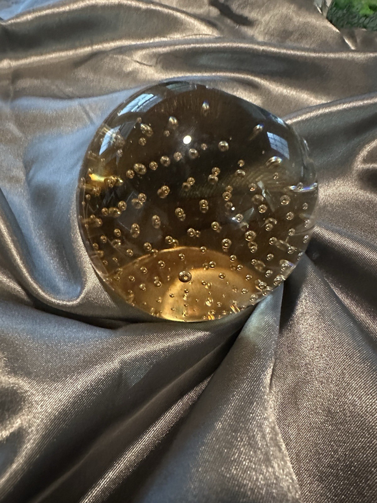 Caithness Glass Paperweight Amber Hand Blown Royal Crown Queen Elizabeth II 2002