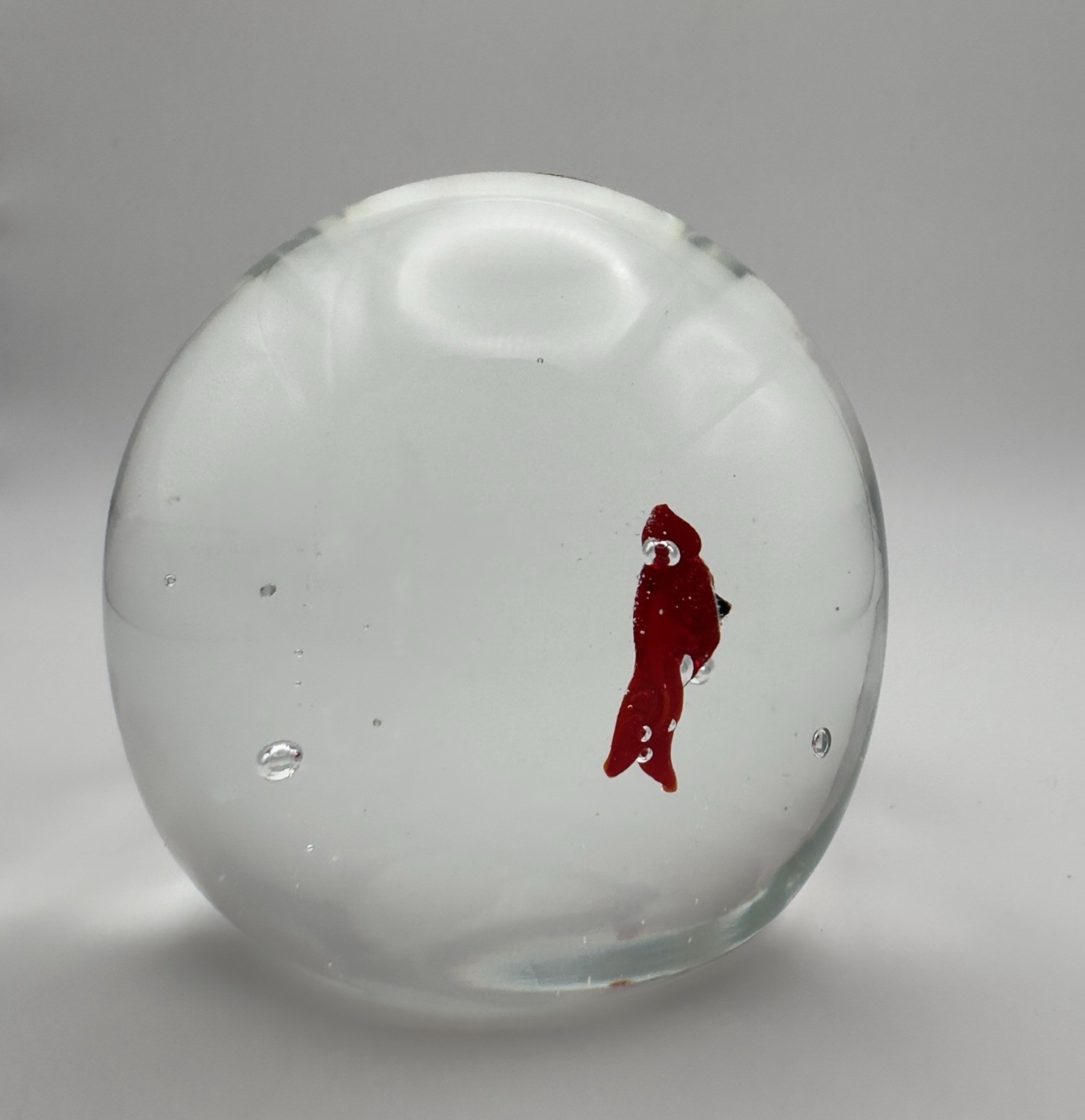 Vintage Murano Venezia Glass Aquarium Red Fish Paperweight Original Label 1960s+