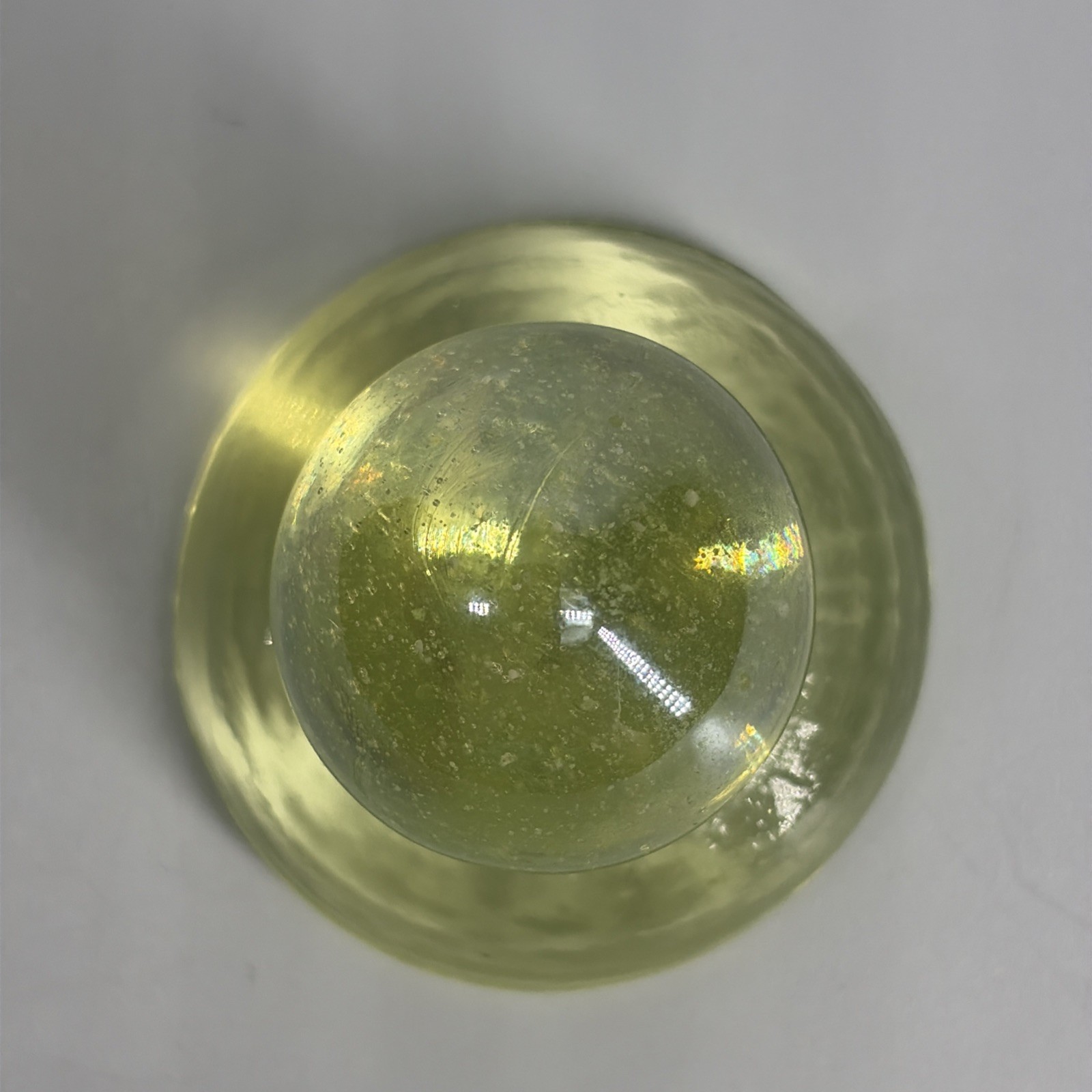 Boyd Marble Holder 1.5″ Vaseline Uranium Glass UV Glow w/ 1″ Shooter Marble HTF