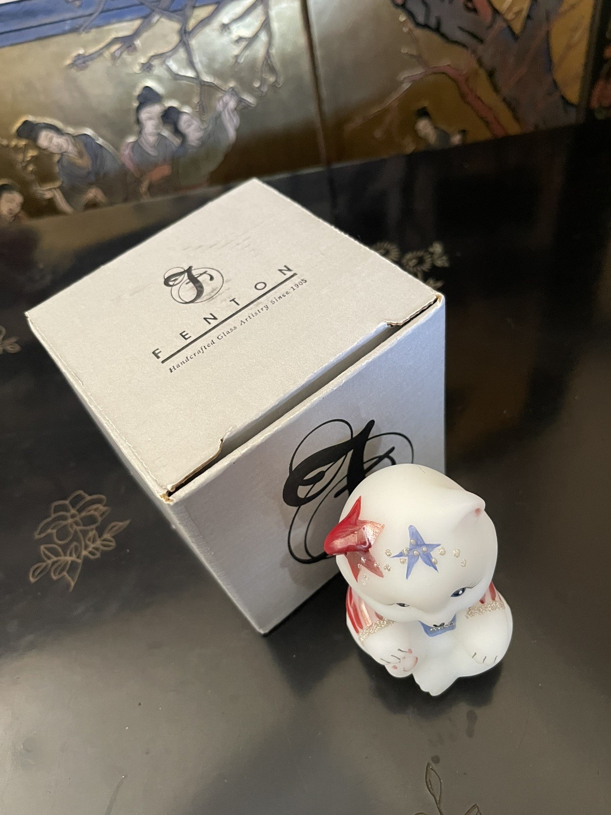Fenton Stars & Stripes Bear Fourth of July Patriotic USA Hand Painted