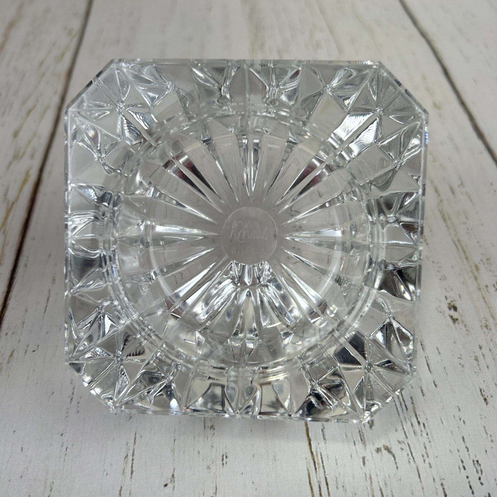 Vintage Mikasa Austria Lead Crystal Angled Candle Holder 3.5”