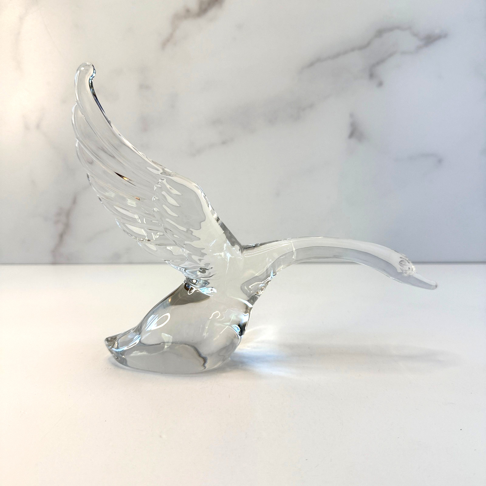 💠 Heisey Crystal Glass Goose Figurine Wings Half Raised Clear Elegant Bird VTG