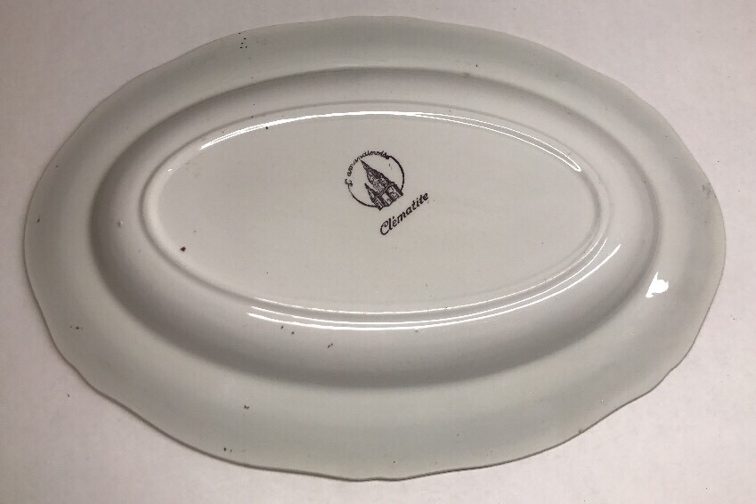 Oval Dish From Moulin Des Loups ORCHIES Model Clématite H 3.5 L 33 L 23 Cm N9