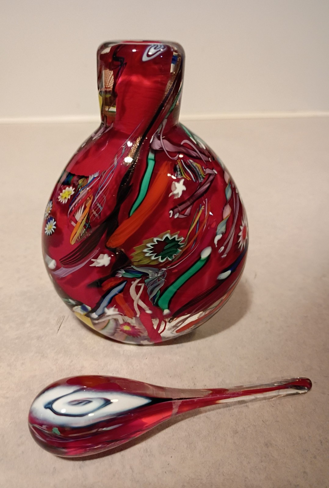2002 Stunning Signed Bruce Freund Red Art Glass Perfume Bottle