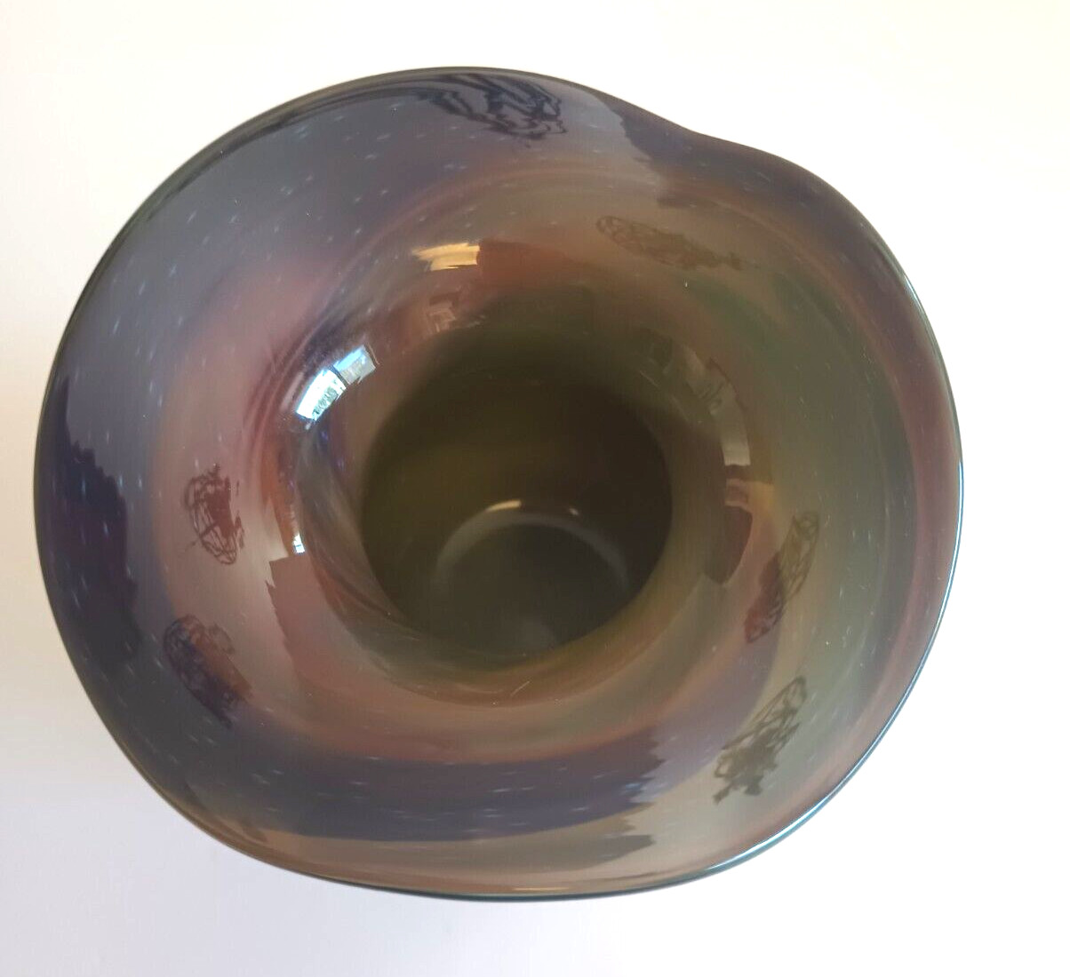 Egyptian Art Glass “El Enany & Son Co. Art Glass Shaping” Egypt Vase Ruffle Rim